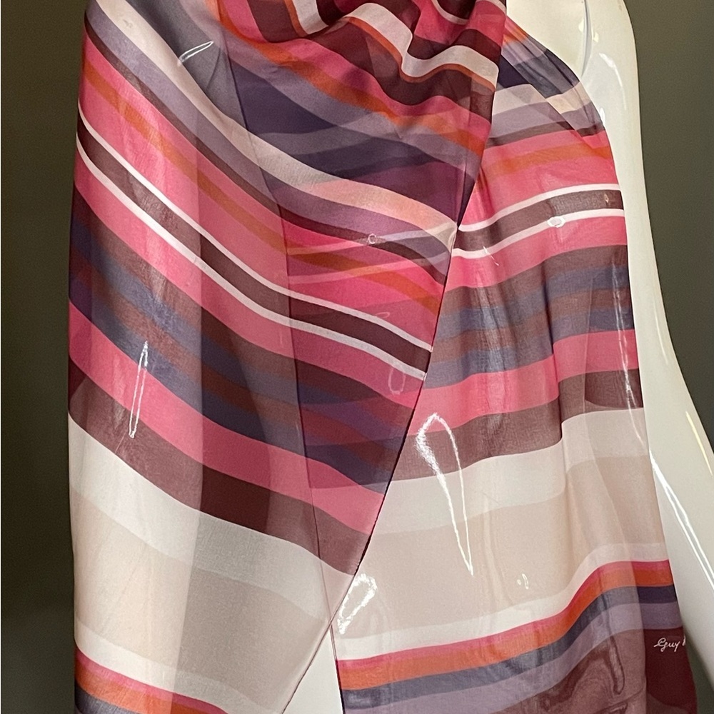 Lovely Vintage Guy St Honore Scarf Large 13 In by 62 In Excellent Condition - Picture 4 of 9